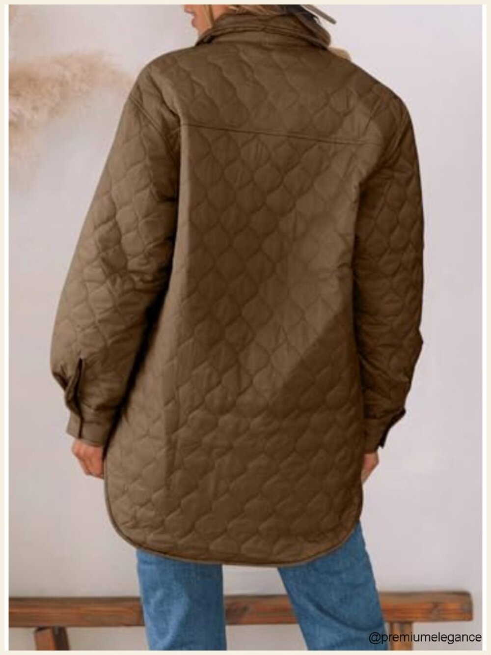Womens Diamond Quilted Lightweight Puffer Jacket Long Sleeve Button Down Winter - Picture 5 of 6